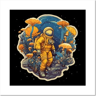 Space Explorers & Mushrooms - For Space & Mushroom Fans Posters and Art